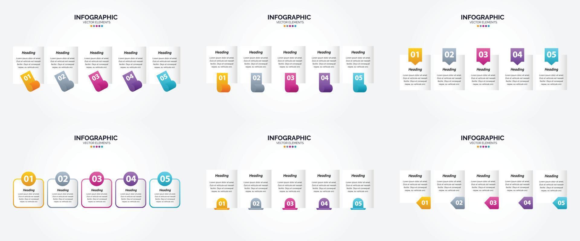 este conjunto de ilustraciones vectoriales de diseño plano es ideal para crear infografías para publicidad. folletos volantes y revistas. vector