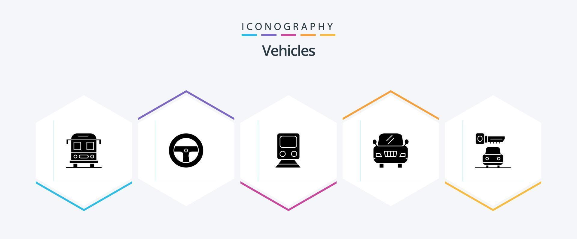 Vehicles 25 Glyph icon pack including . security. train. key. vehicle vector