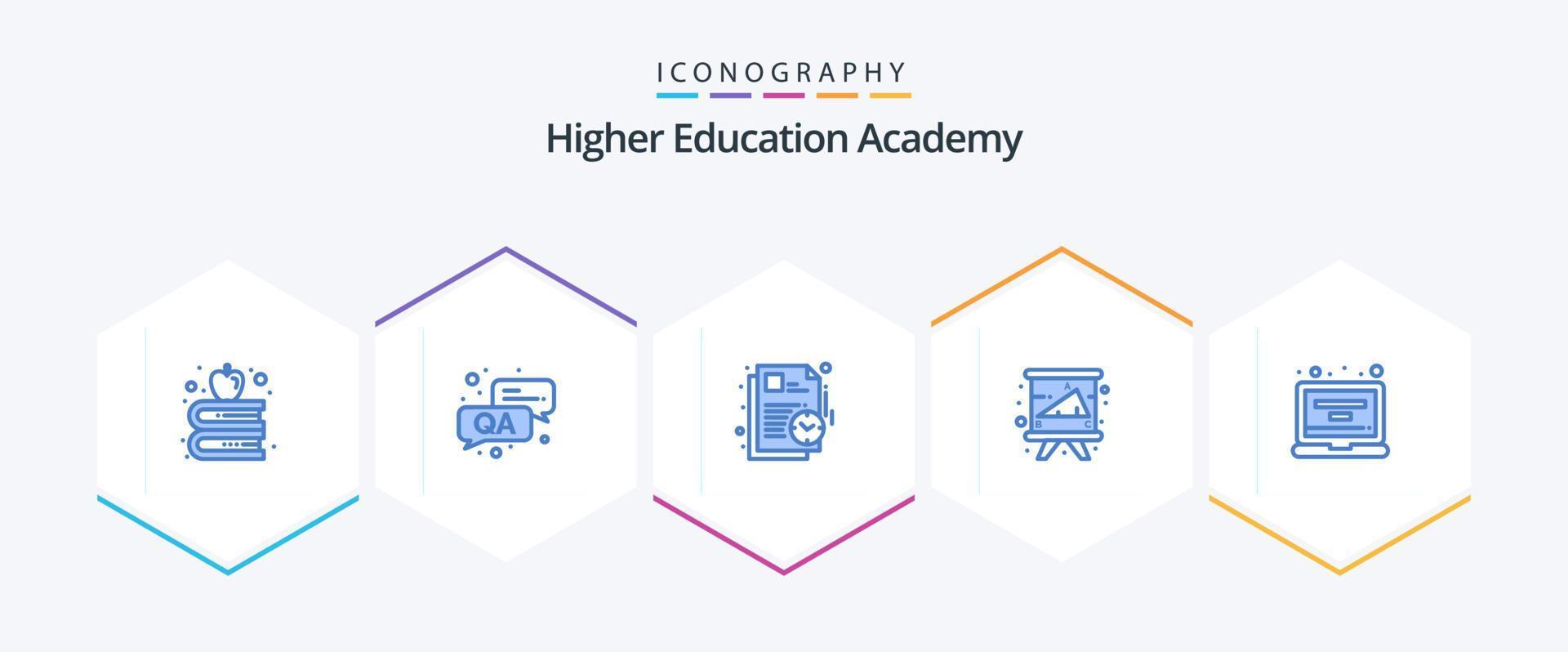 Academy 25 Blue icon pack including laptop. account. study. university. education vector