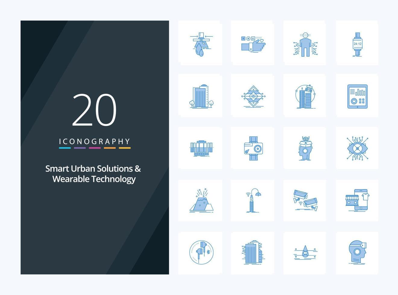20 Smart Urban Solutions And Wearable Technology Blue Color icon for presentation vector