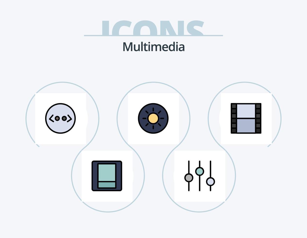 paquete de iconos llenos de línea multimedia 5 diseño de iconos. . . preferencias html soportes vector