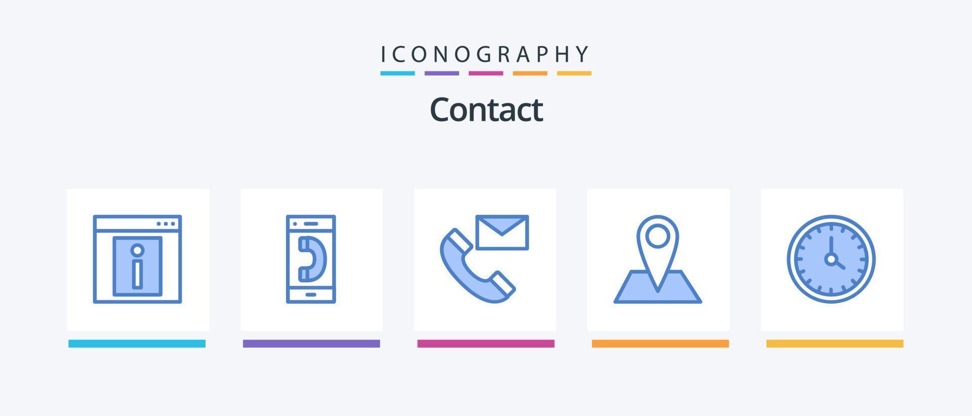 Contact Blue 5 Icon Pack Including map. contact. conversation. info. contact us. Creative Icons Design vector