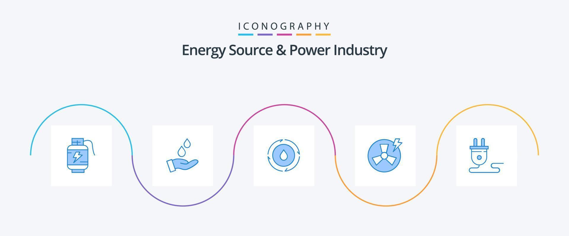 Energy Source And Power Industry Blue 5 Icon Pack Including energy. factory. energy. energy. fan vector