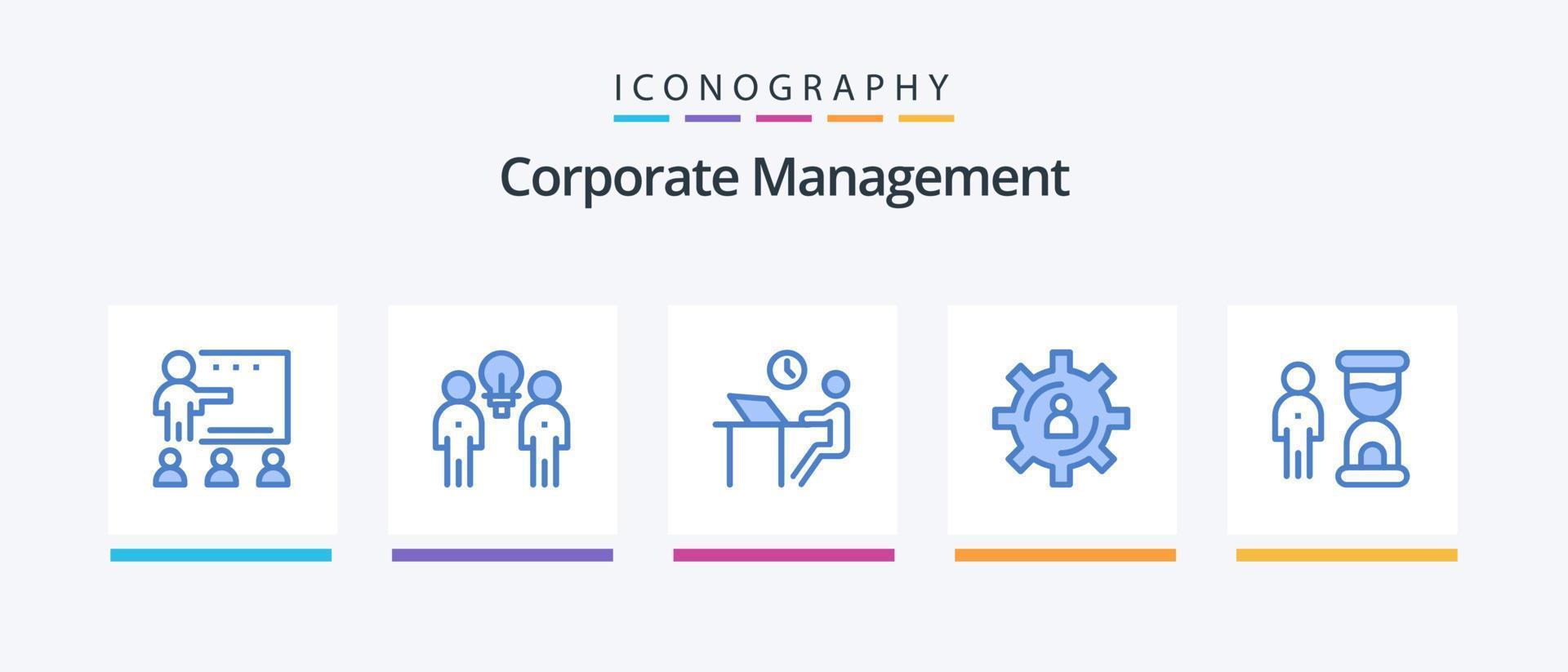 Corporate Management Blue 5 Icon Pack Including person. development. team. staff. office. Creative Icons Design vector