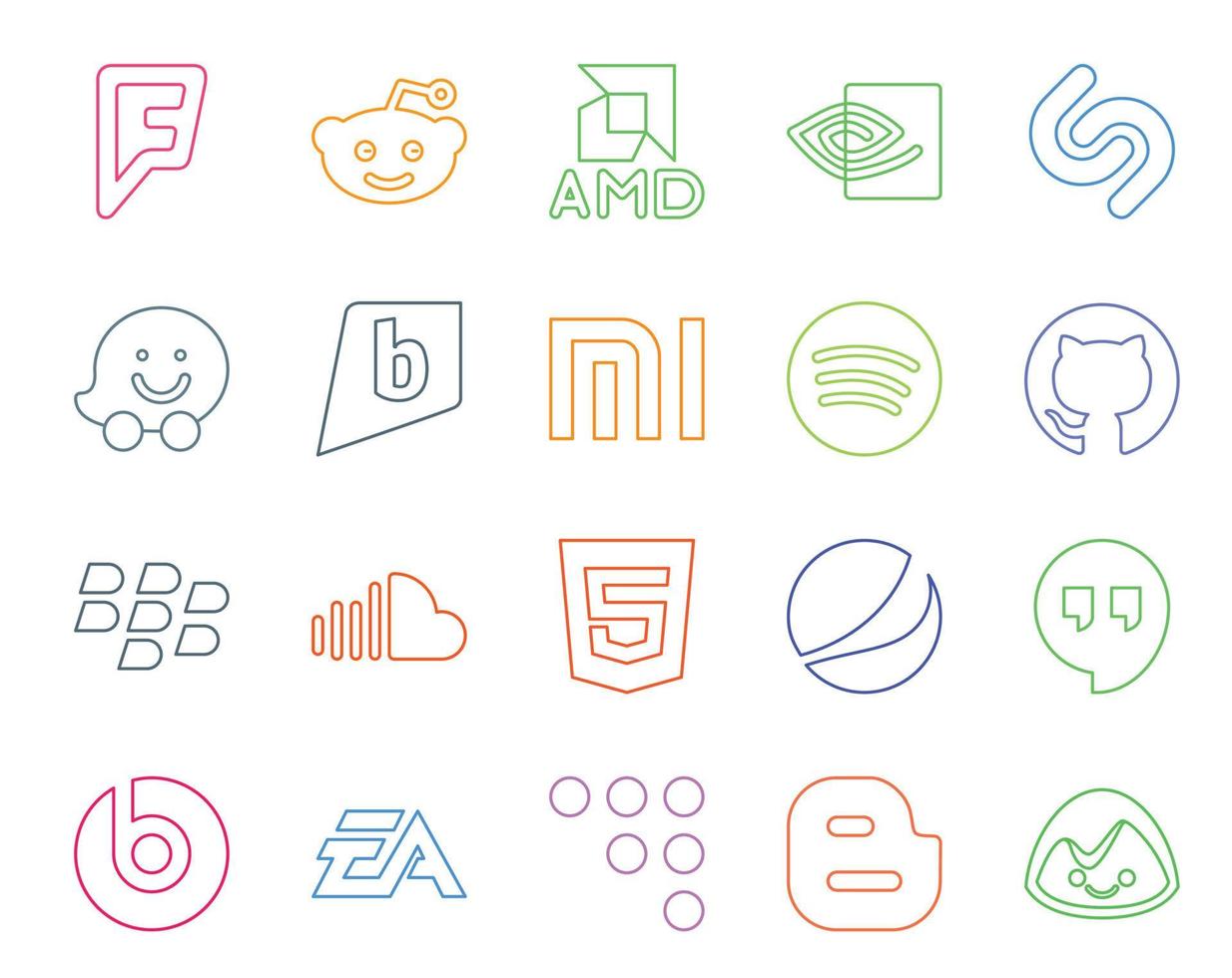 20 Social Media Icon Pack Including beats pill pepsi spotify html sound vector