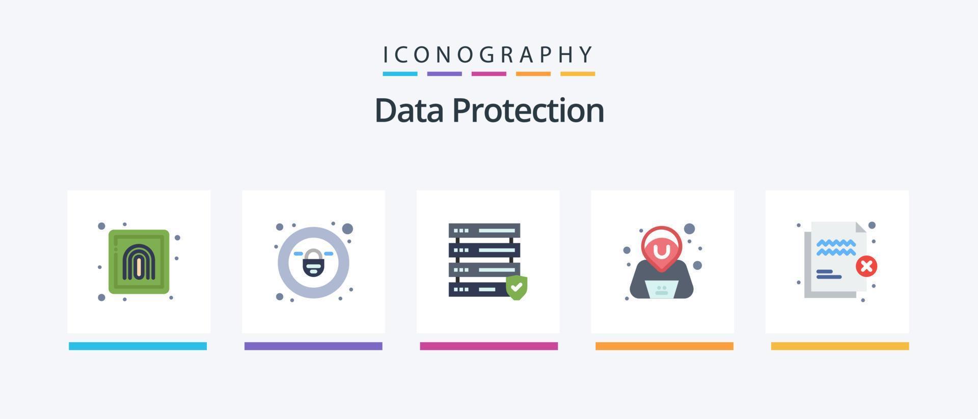Data Protection Flat 5 Icon Pack Including transfer. protection. security. file. security. Creative Icons Design vector