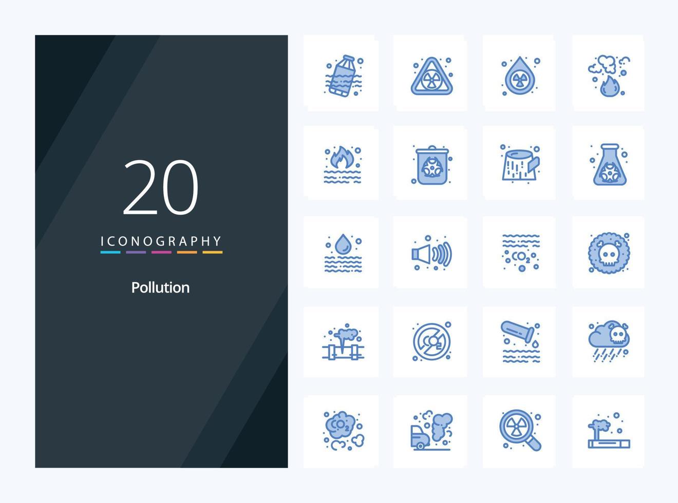 20 Pollution Blue Color icon for presentation vector