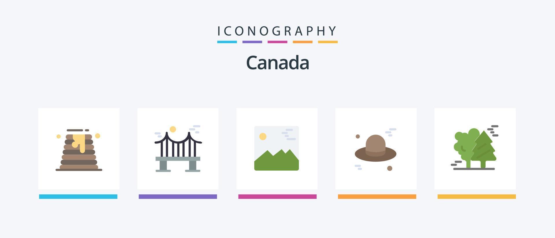 paquete de iconos de 5 planos de canadá que incluye el ártico. Canadá. camino. gorra. Canadá. diseño de iconos creativos vector