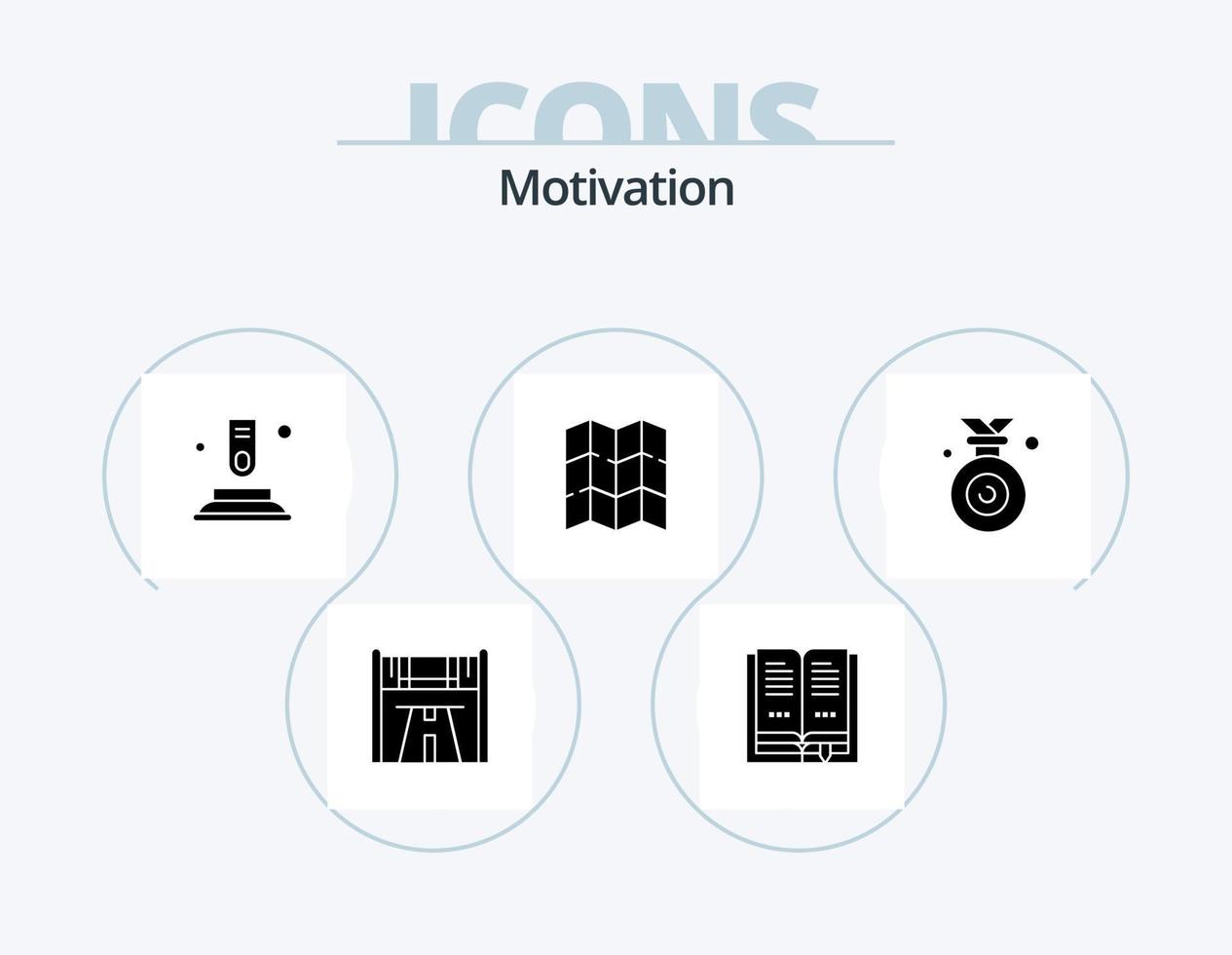Motivation Glyph Icon Pack 5 Icon Design. won. olympic. button. medal. location vector