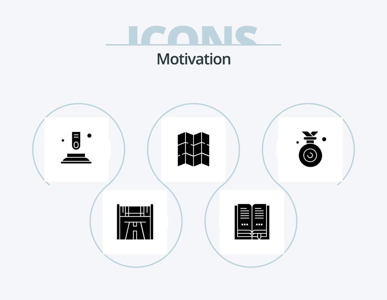 paquete de iconos de glifo de motivación 5 diseño de iconos. ganado. olímpico. botón. medalla. ubicación vector