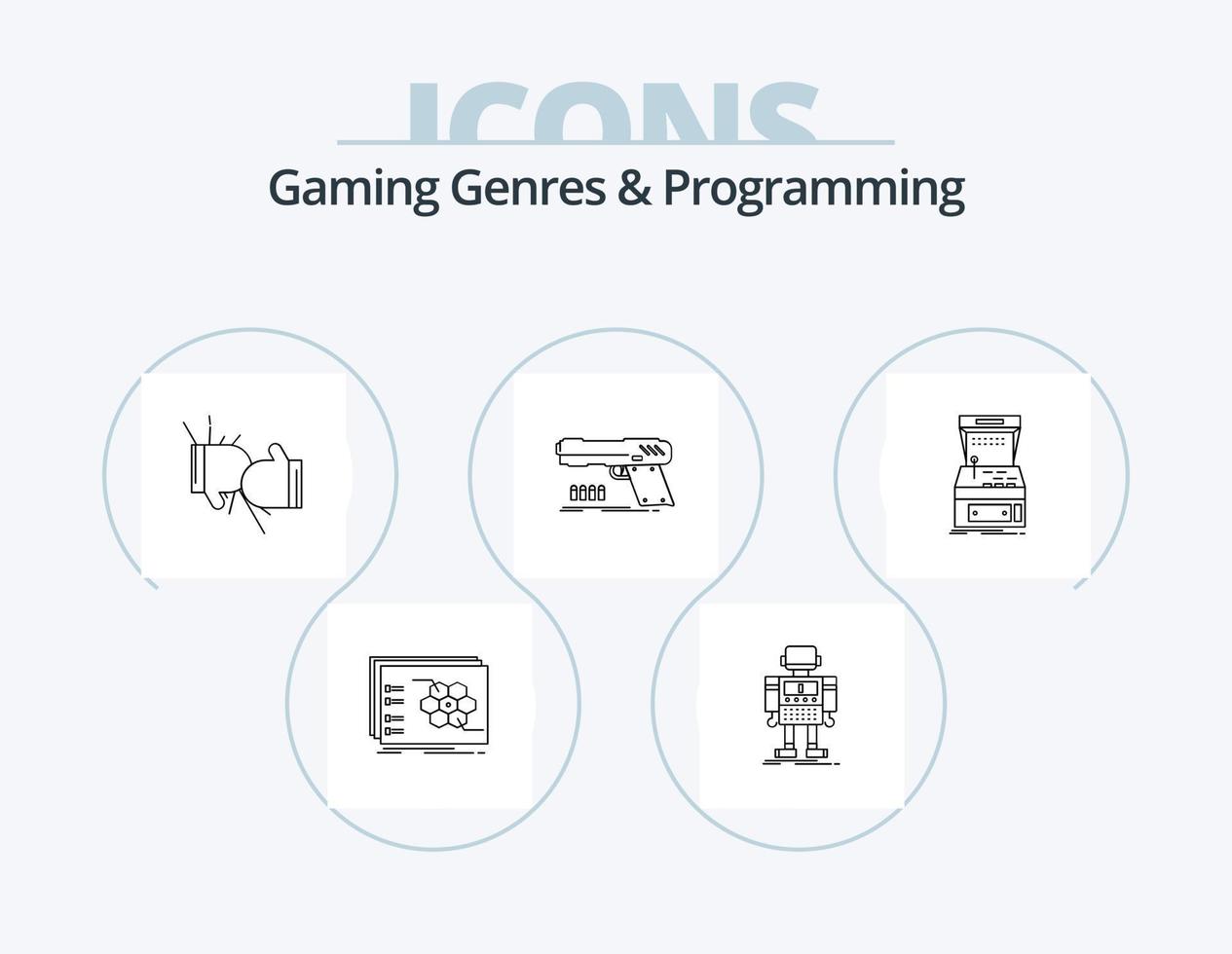 Gaming Genres And Programming Line Icon Pack 5 Icon Design. mobile. api. plan. tool. geometry vector