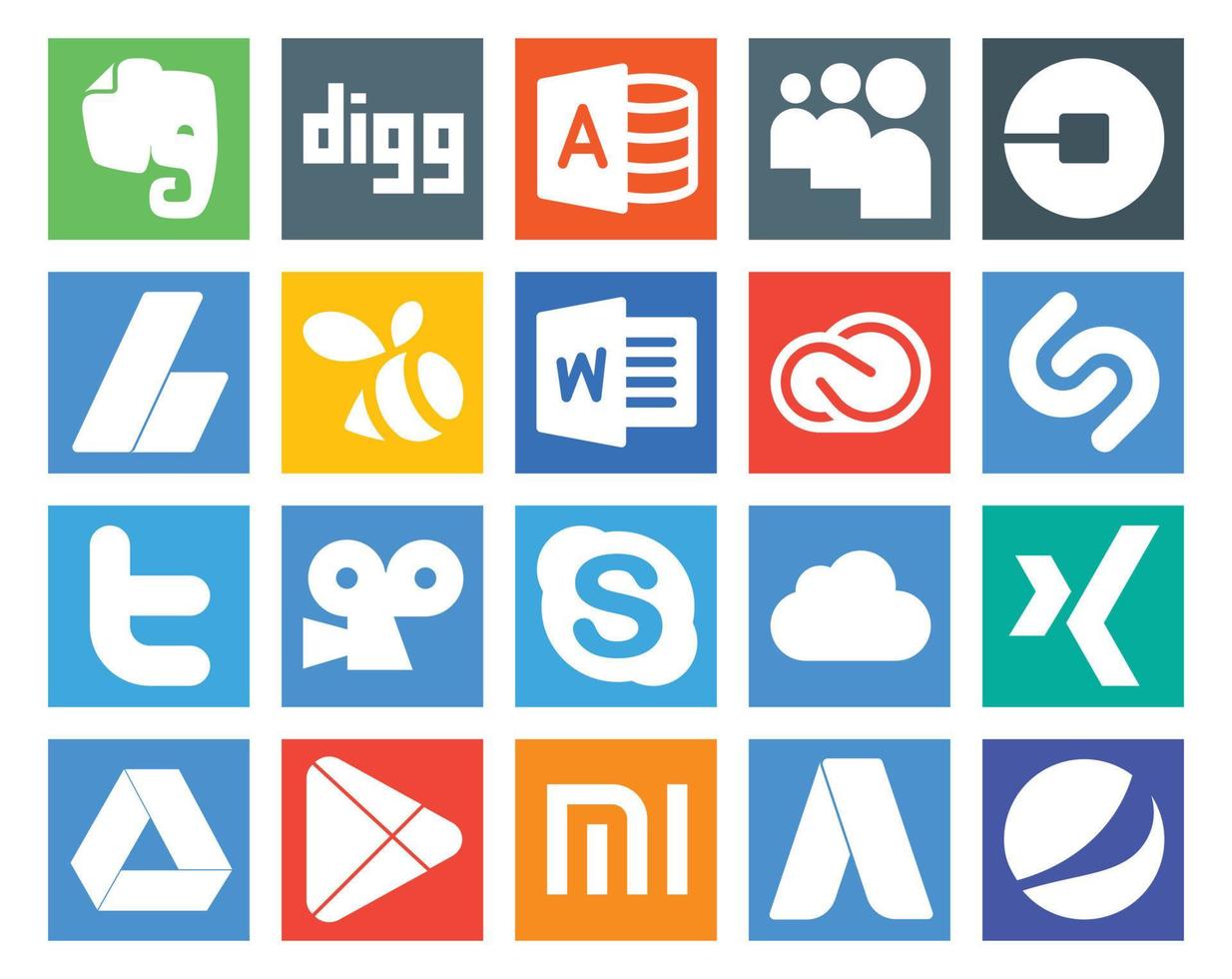 20 Social Media Icon Pack Including viddler twitter ads shazam cc vector
