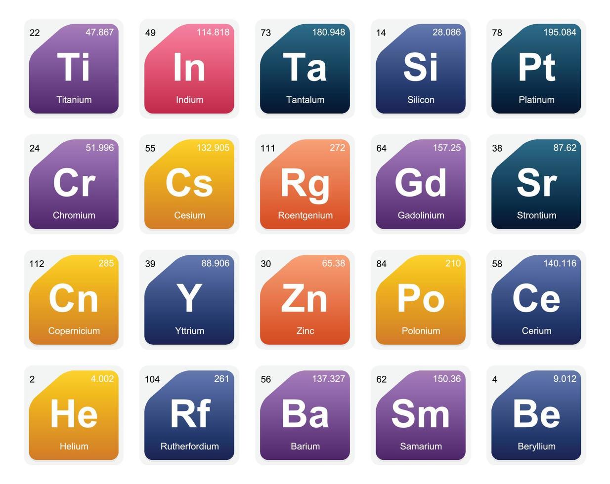 20 Preiodic table of the elements Icon Pack Design vector