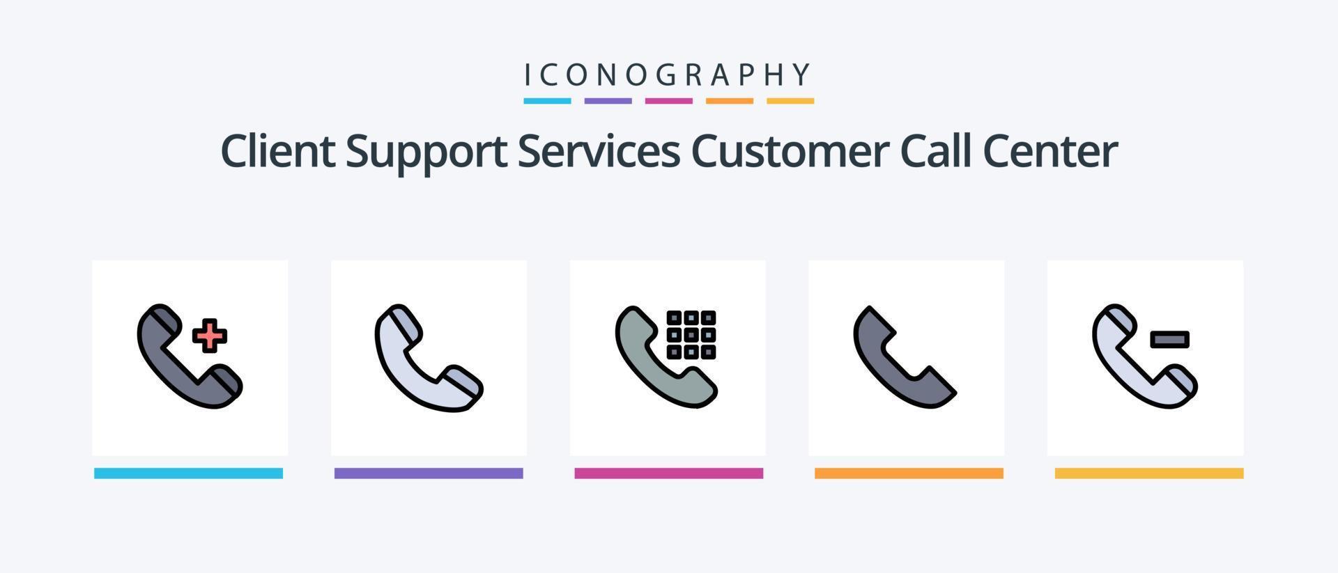Call Line Filled 5 Icon Pack Including . telephone. incoming. Creative Icons Design vector