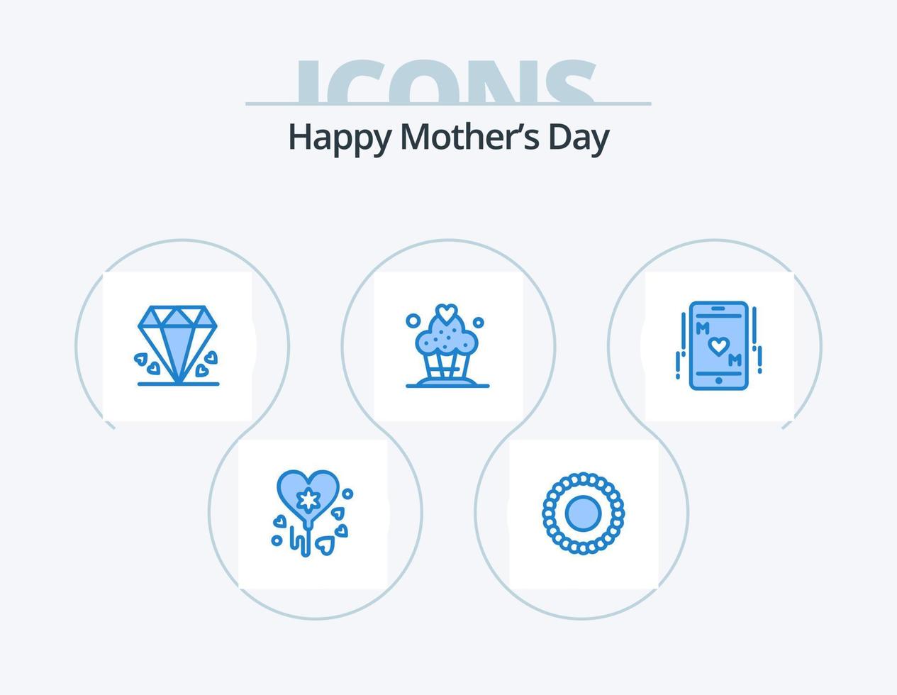 Happy Mothers Day Blue Icon Pack 5 Icon Design. . mom. mom. love. desert vector