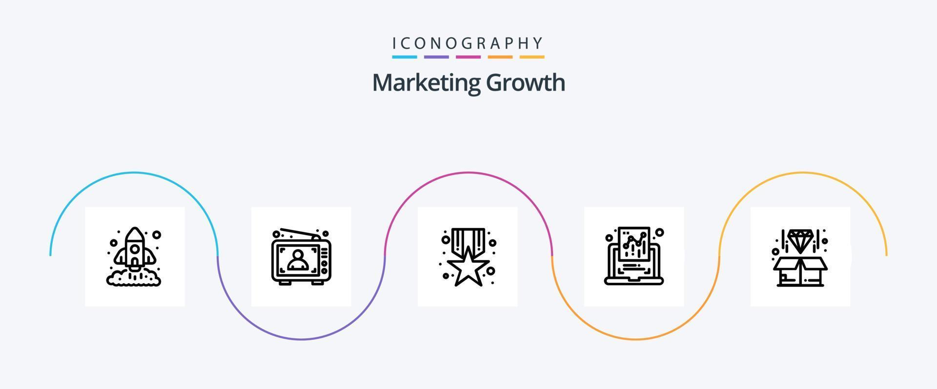 Marketing Growth Line 5 Icon Pack Including graph. chart. man. reward vector