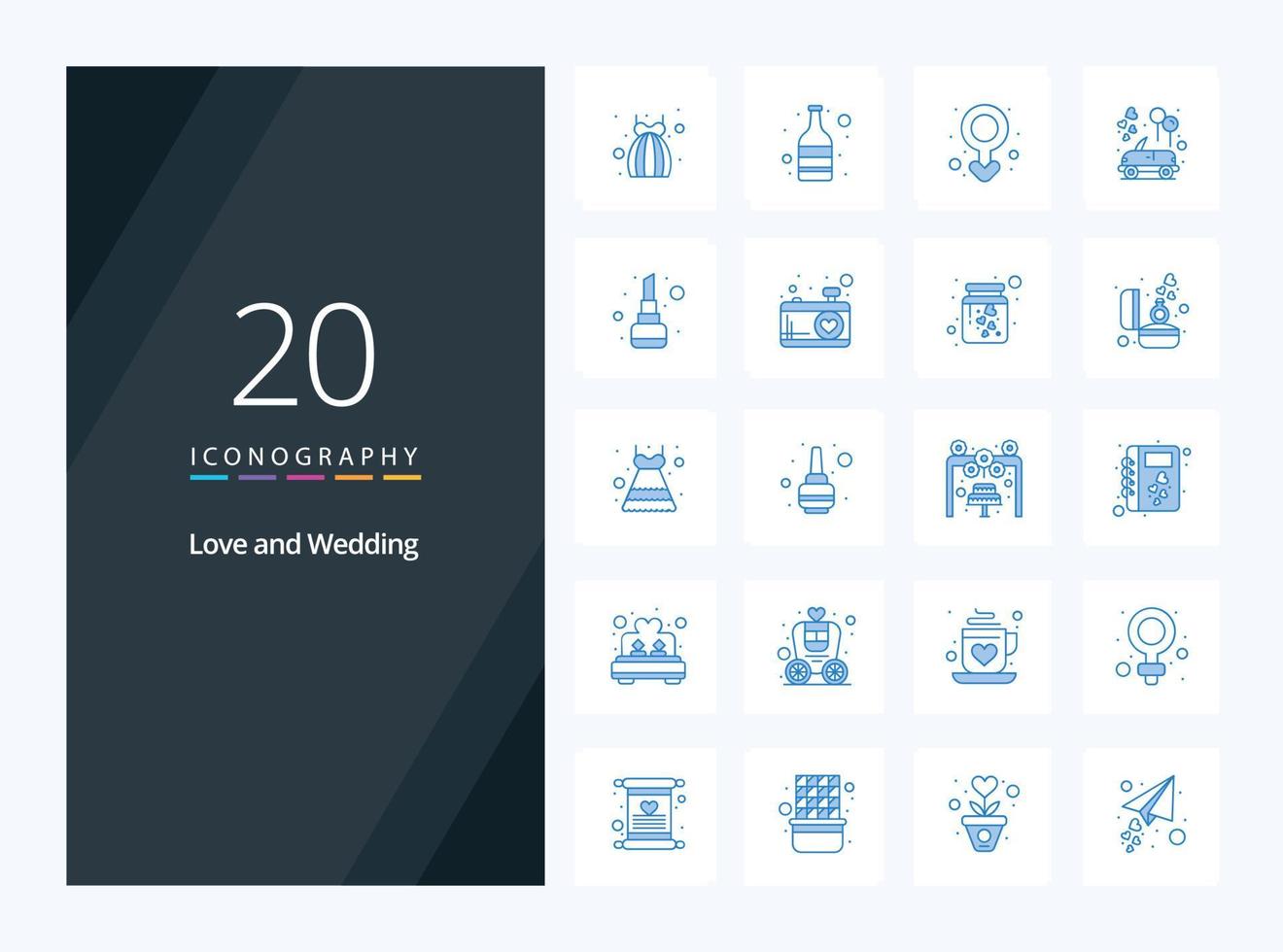 20 Wedding Blue Color icon for presentation vector