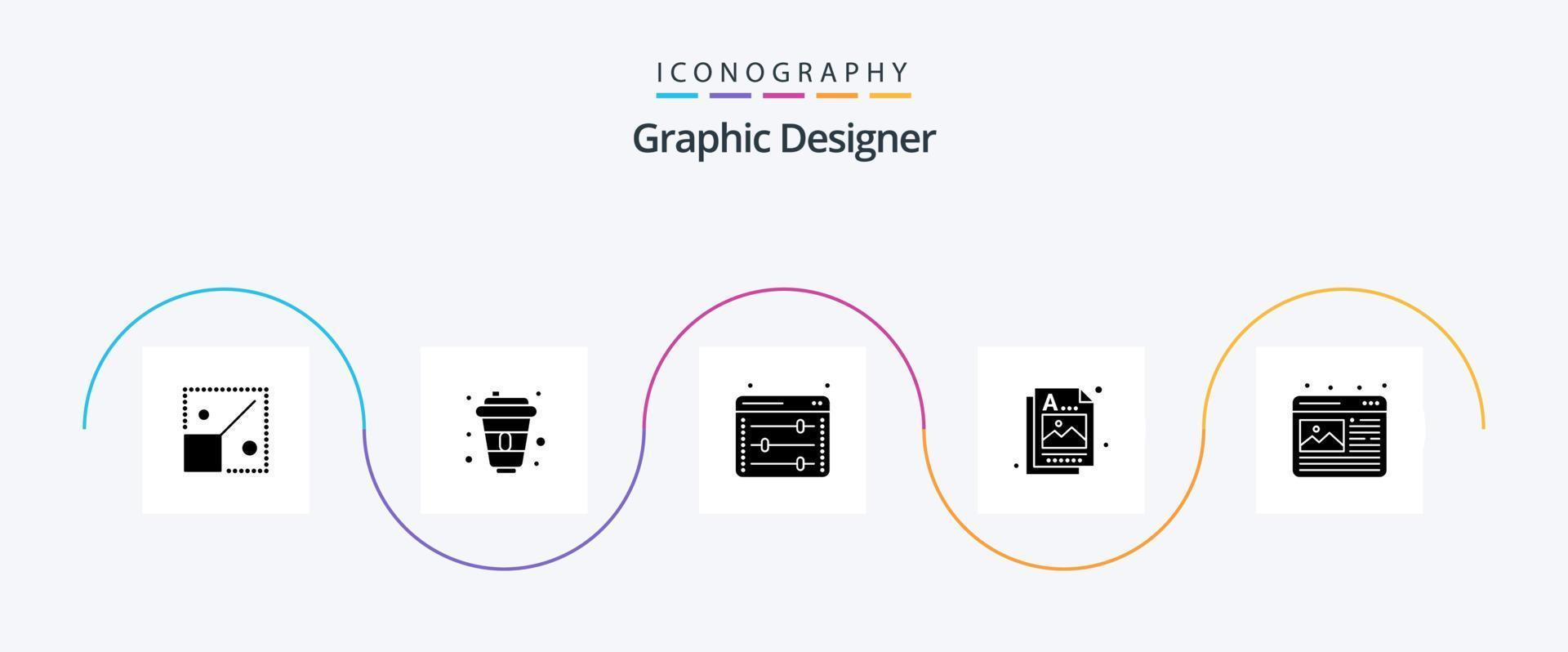 Graphic Designer Glyph 5 Icon Pack Including design. image. equalizer. idea. designer vector