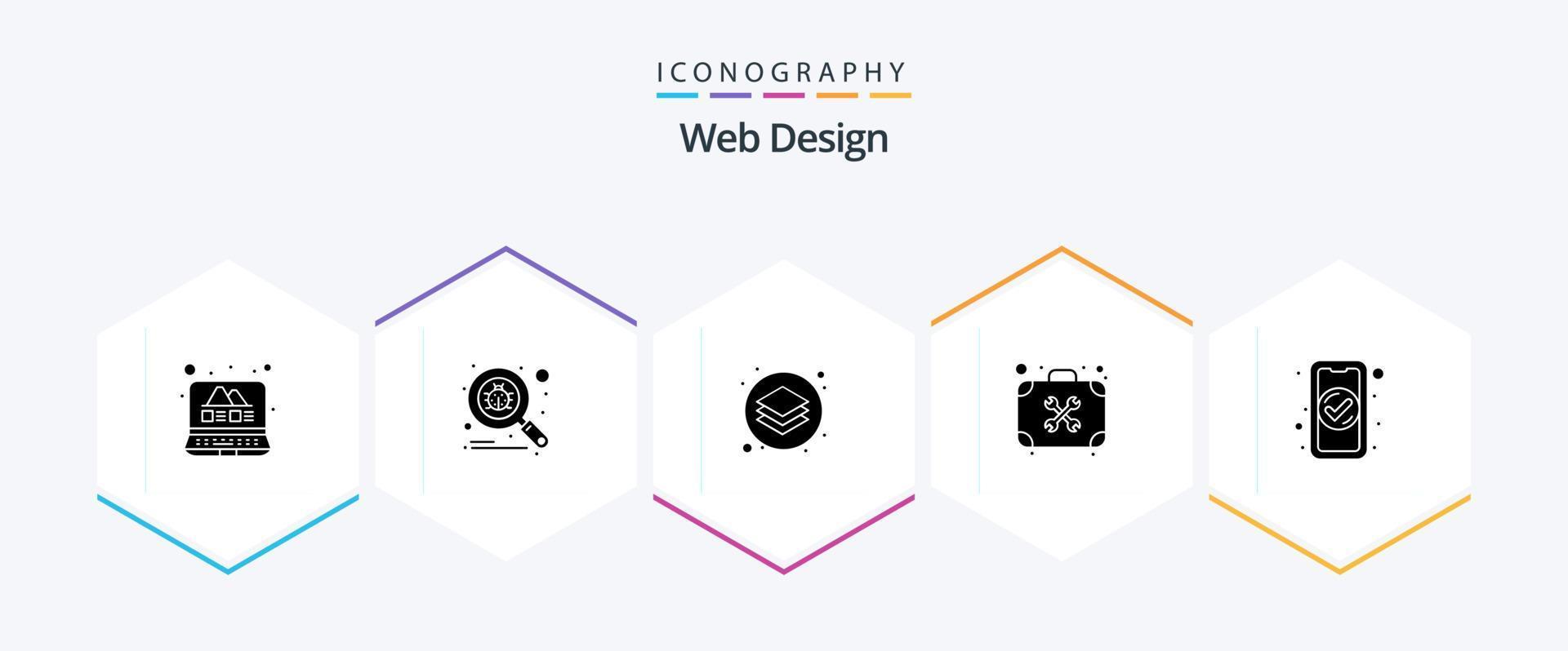 paquete de iconos de 25 glifos de diseño web que incluye trabajo. herramienta. creativo. reparar. herramientas vector