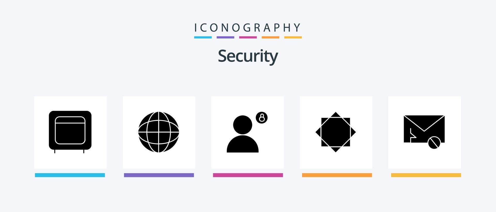 Security Glyph 5 Icon Pack Including envelope. virus. account. security. profile. Creative Icons Design vector