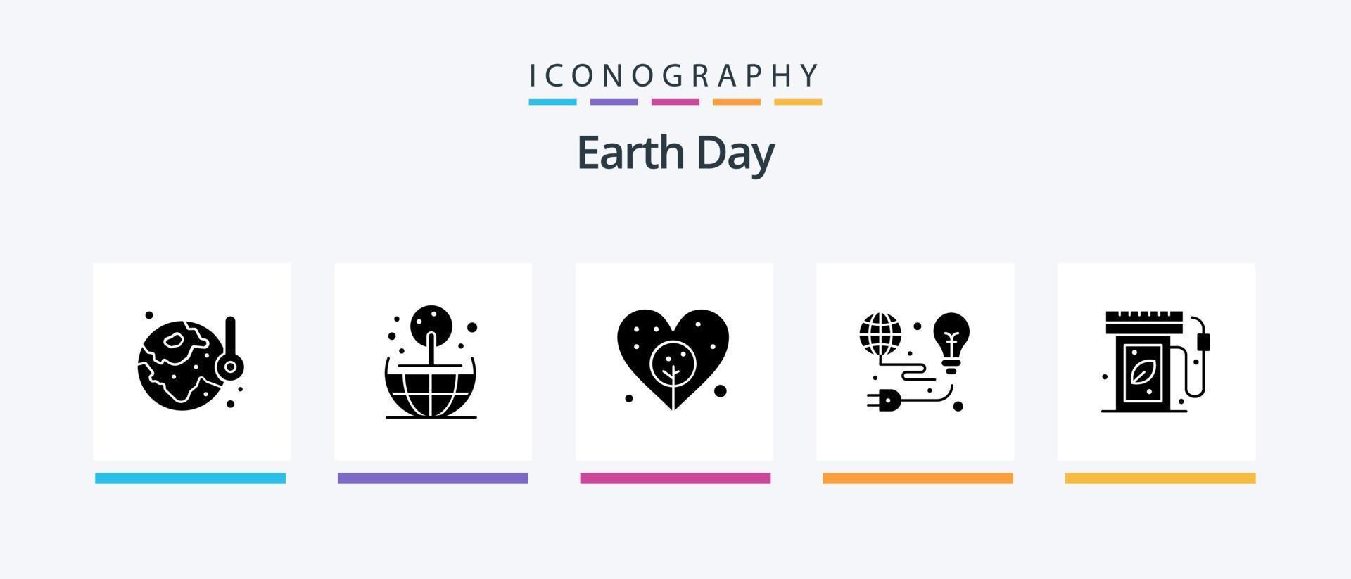 paquete de iconos del glifo 5 del día de la tierra que incluye ecología. bulbo. tierra. tierra. verde. diseño de iconos creativos vector