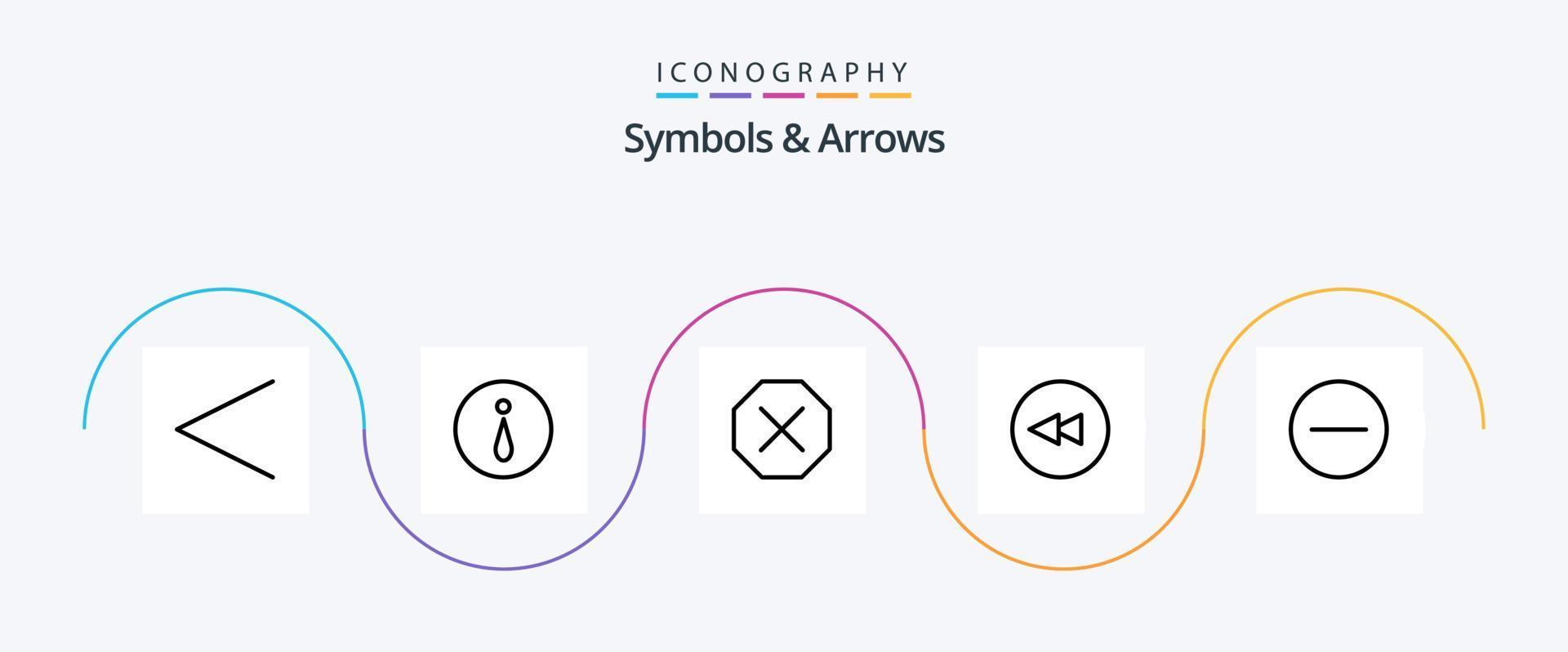 paquete de iconos de línea 5 de símbolos y flechas que incluye . denegado. esconder. círculo vector