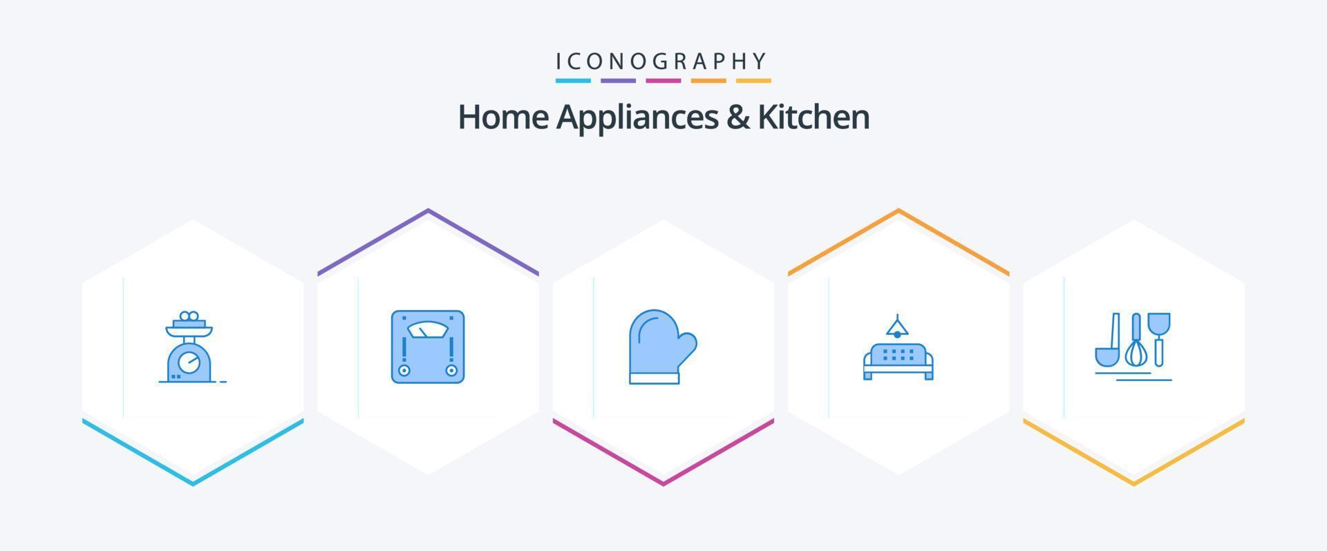 Home Appliances And Kitchen 25 Blue icon pack including . service. oven. hotel. home vector