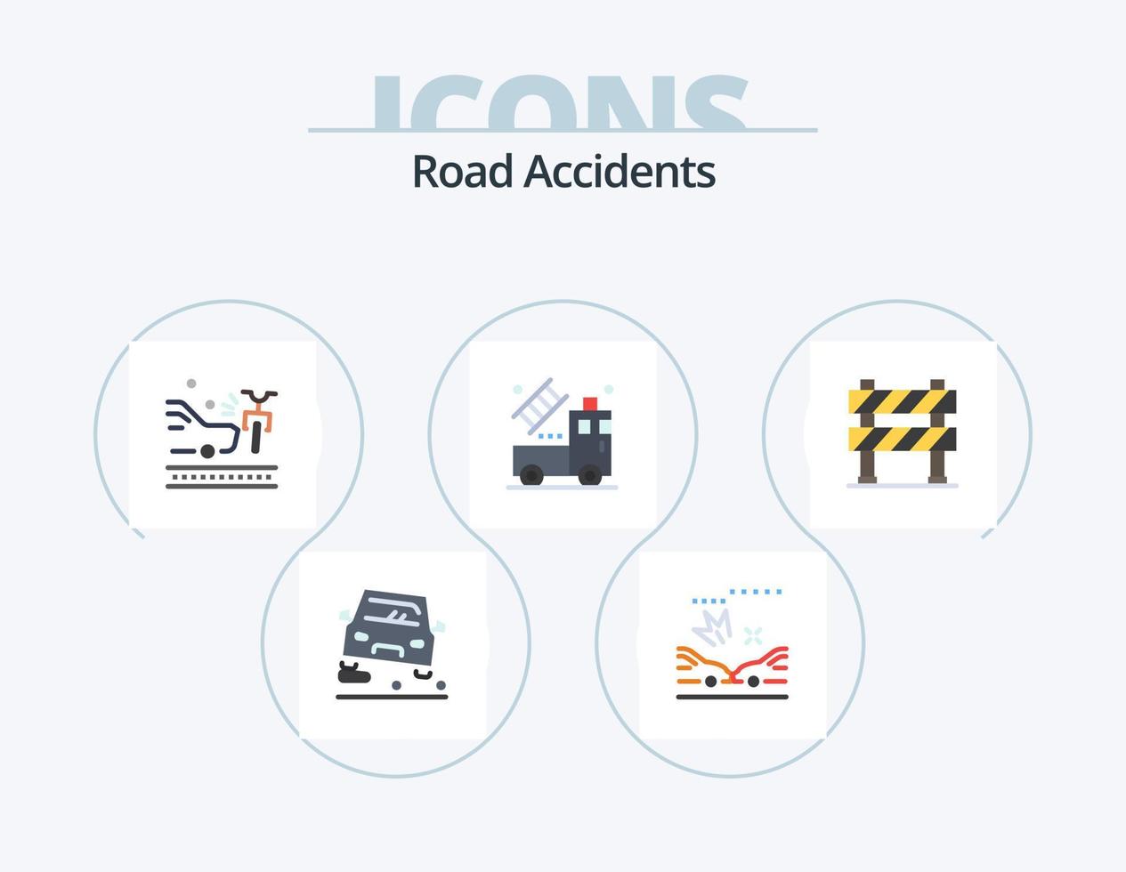 Road Accidents Flat Icon Pack 5 Icon Design. construction barrier. barrier. bicycle. transparent. truck vector