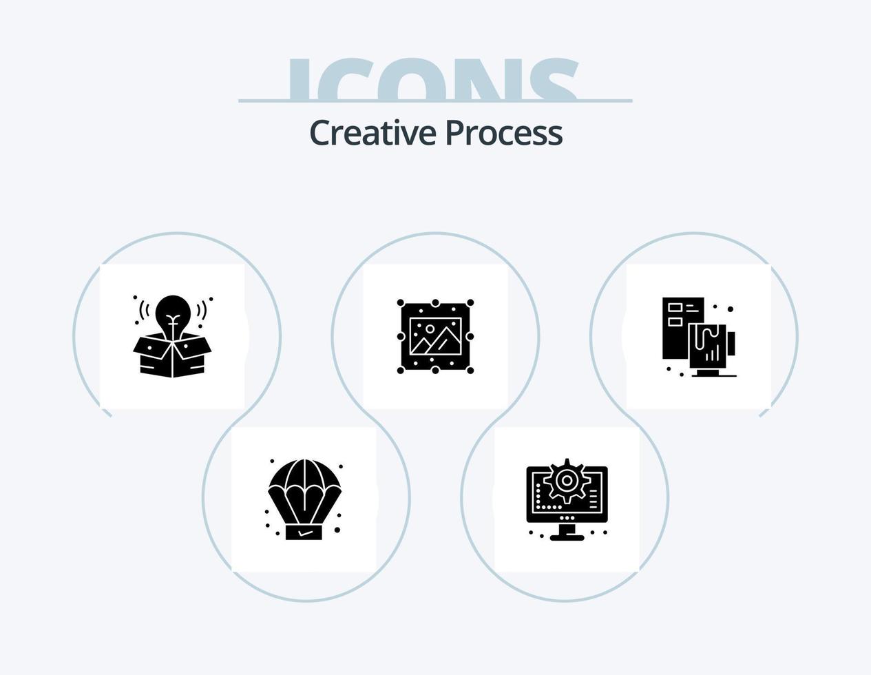 Creative Process Glyph Icon Pack 5 Icon Design. file. process. process. creative. picture vector