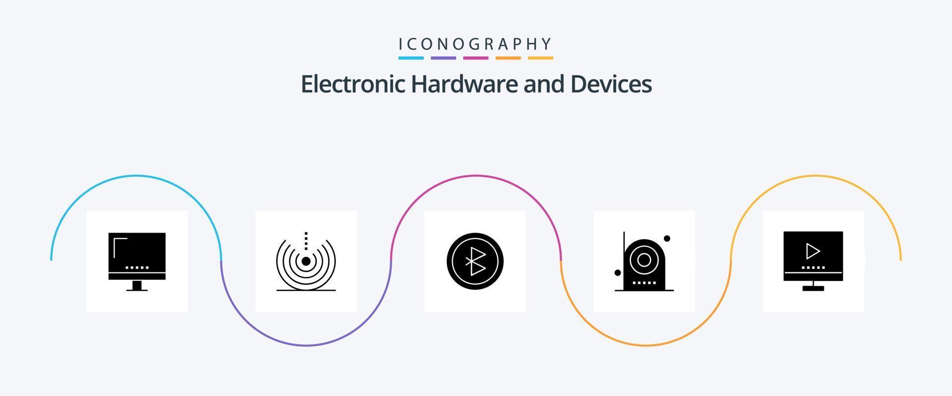 Devices Glyph 5 Icon Pack Including equipment. electric. signal. devices. signal vector