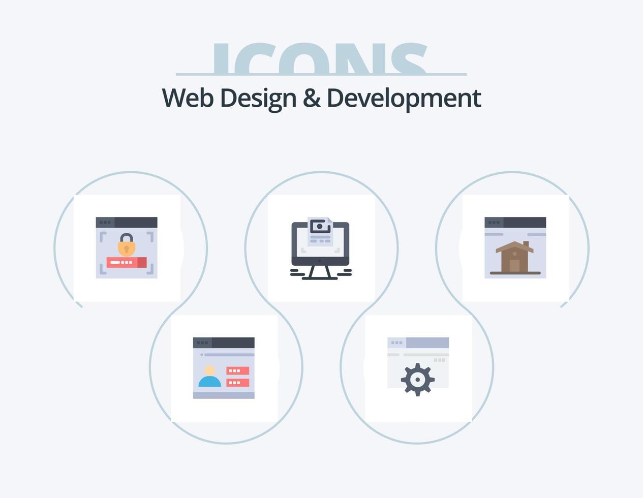 Web Design And Development Flat Icon Pack 5 Icon Design. page. web. web design. website. computer vector