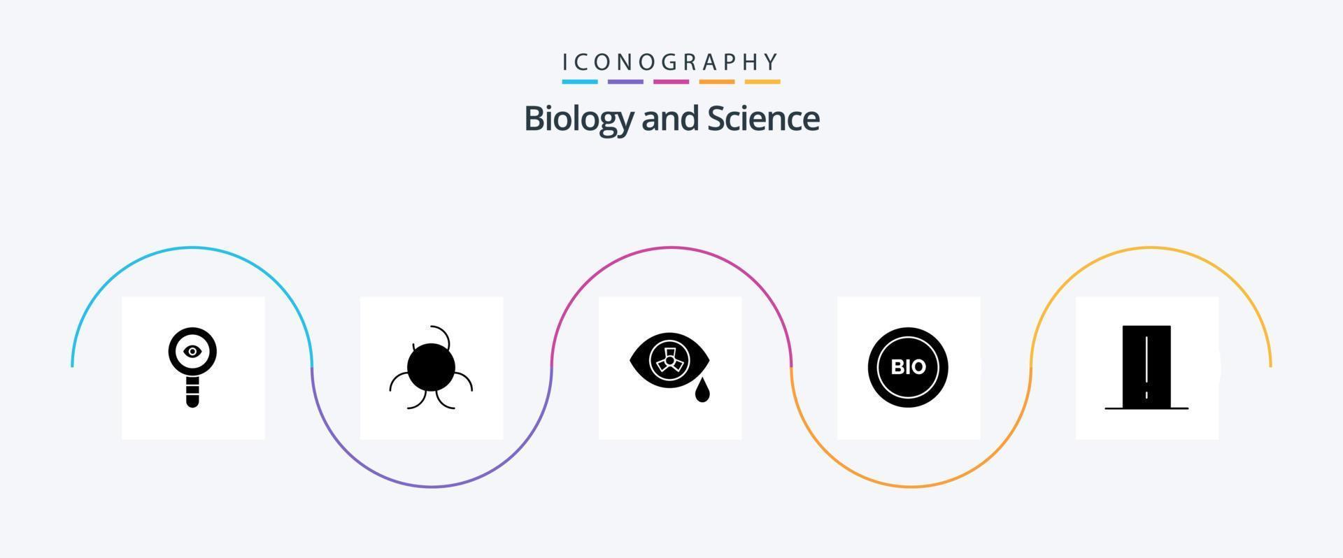 Biology Glyph 5 Icon Pack Including electronics. biology meter. nuclear. power. efficiency vector