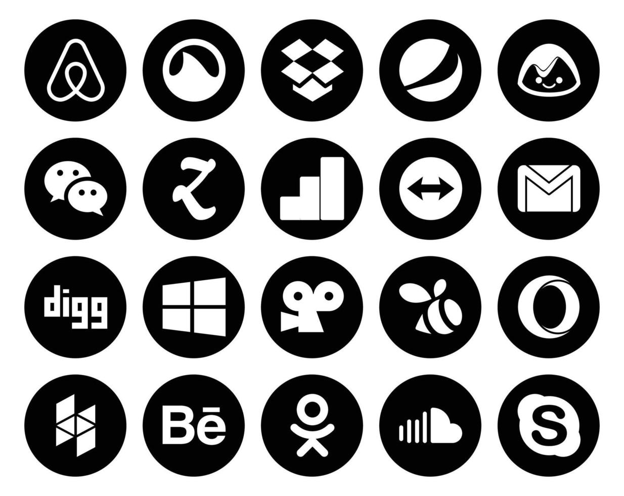 20 Social Media Icon Pack Including opera viddler google analytics windows mail vector