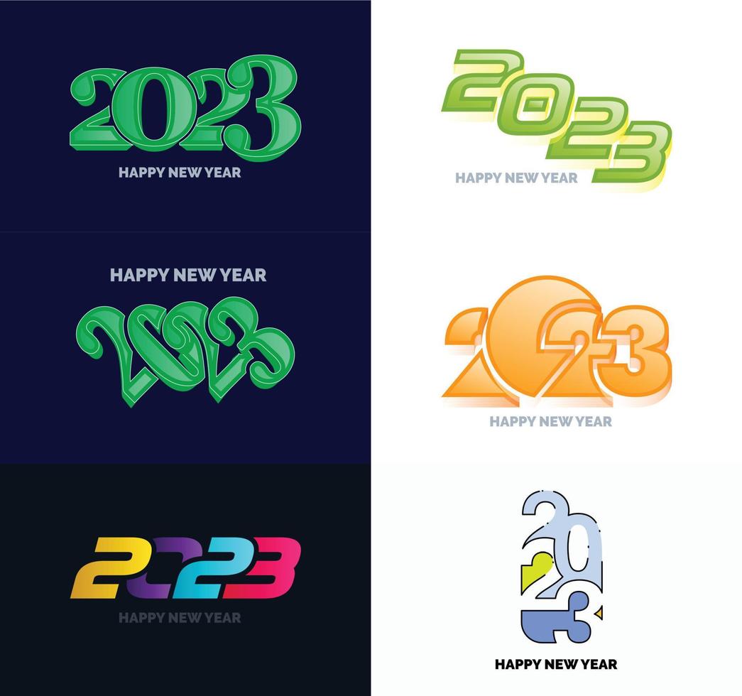 Big Collection of 2023 Happy New Year symbols Cover of business diary for 2023 with wishes vector