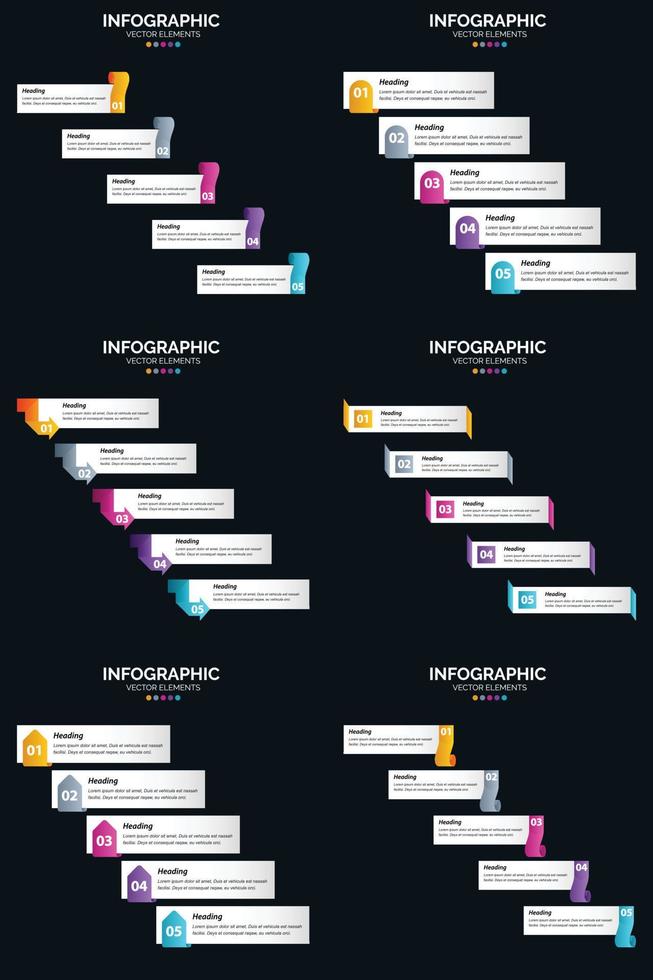Add visual appeal to your presentations with six vector infographics