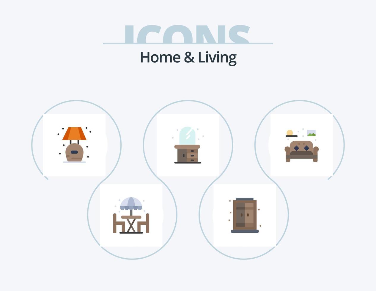 Home And Living Flat Icon Pack 5 Icon Design. living. furniture. living. chair. living vector