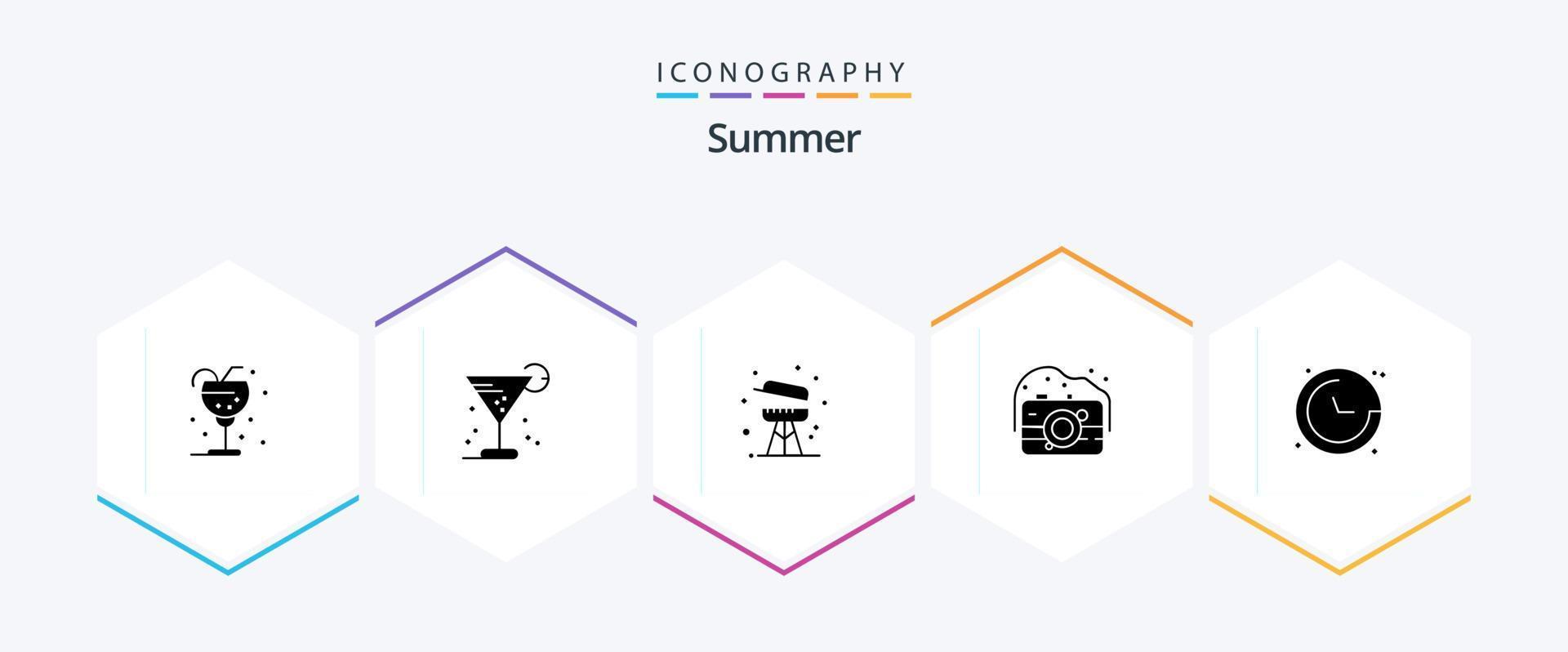 Summer 25 Glyph icon pack including . location. summer. direction. photography vector