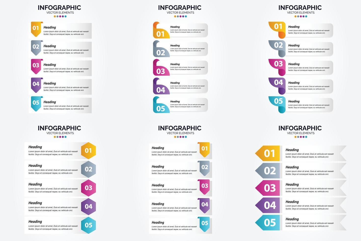 These vector infographics are ideal for advertising in a brochure. flyer. or magazine.