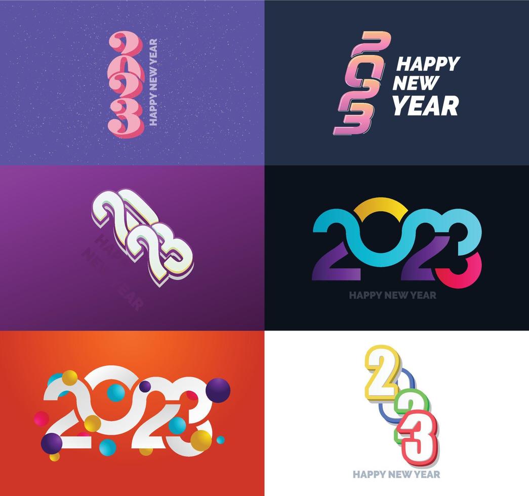 Big Collection of 2023 Happy New Year symbols Cover of business diary for 2023 with wishes vector