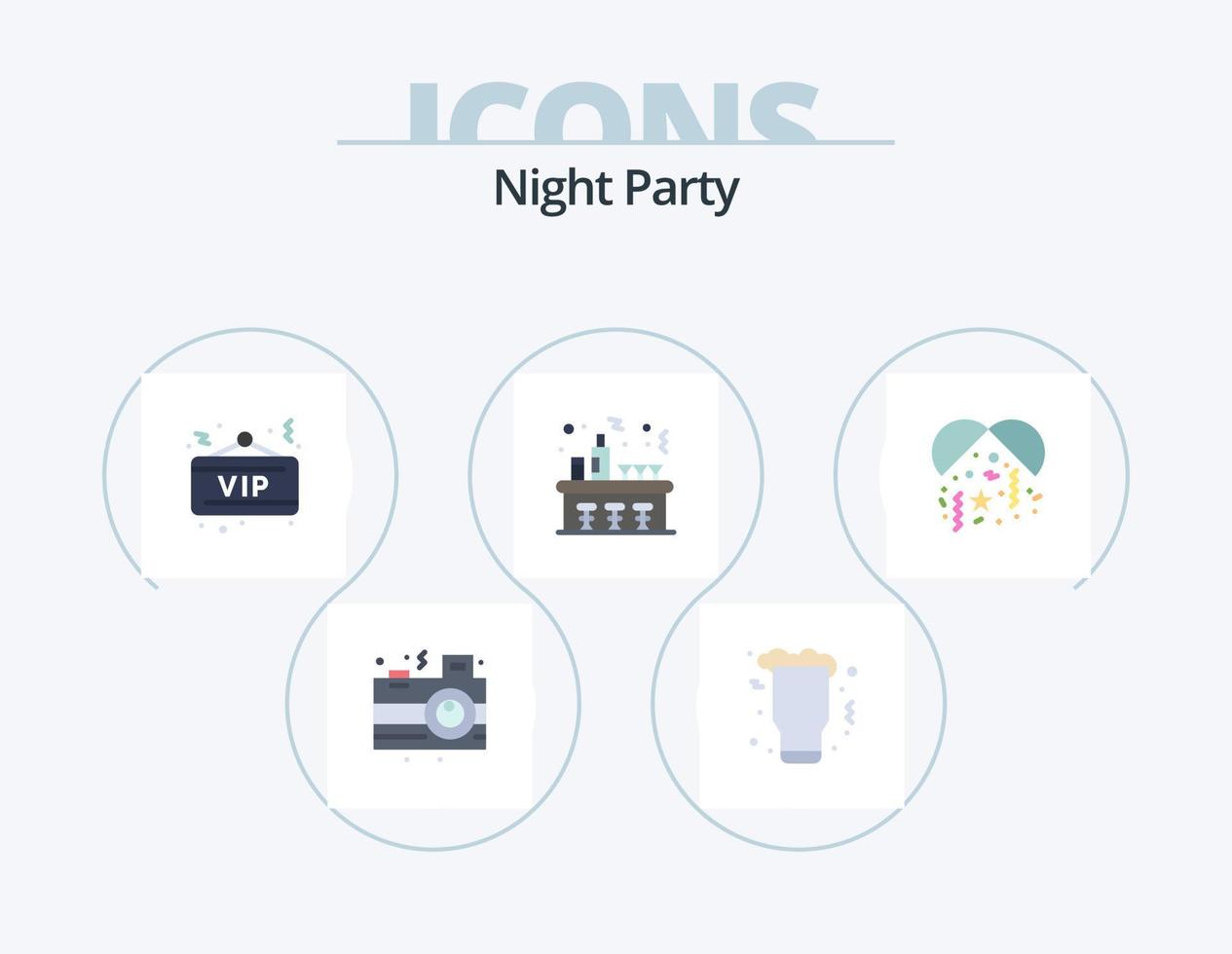 Night Party Flat Icon Pack 5 Icon Design. celebration. night. glass. celebration. party vector