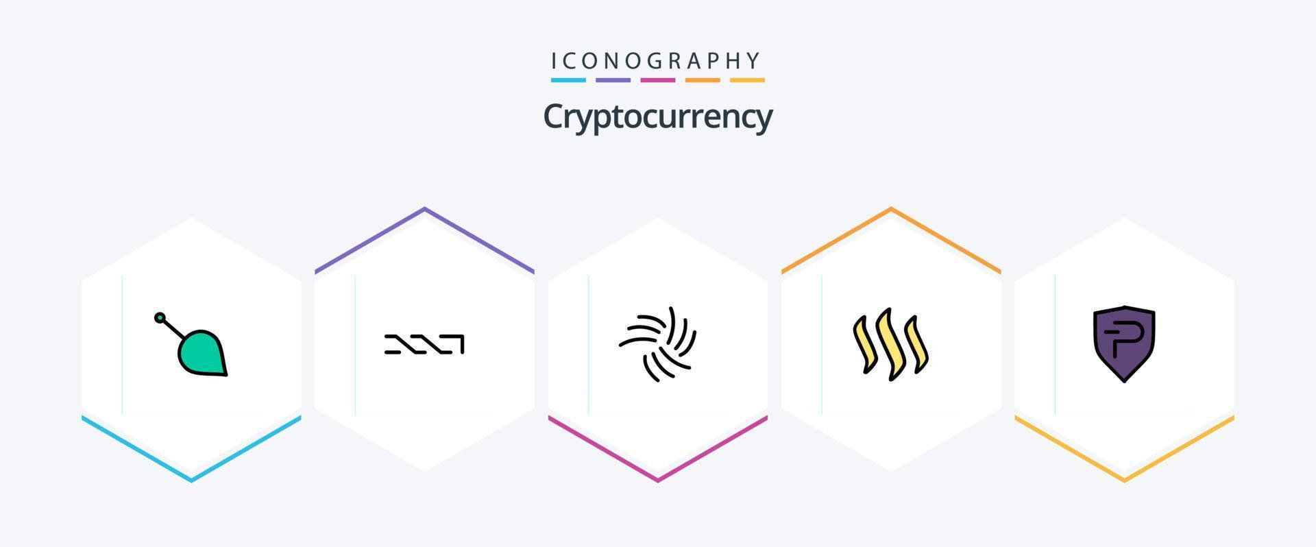 Cryptocurrency 25 FilledLine icon pack including currency. crypto. crypto currency. coin. crypto currency vector