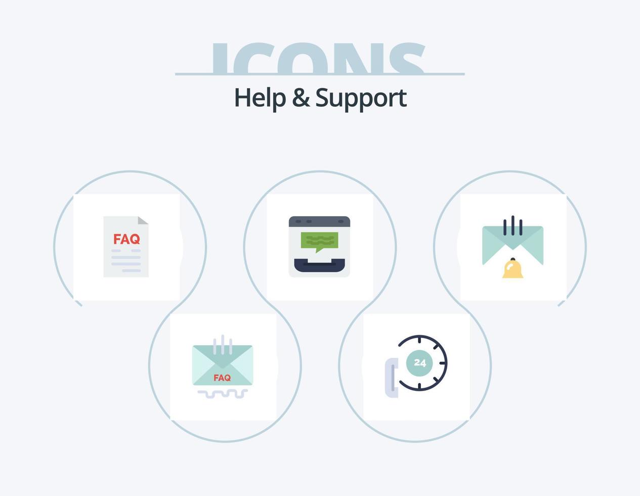 Help And Support Flat Icon Pack 5 Icon Design. contact. bell. help. help. communication vector