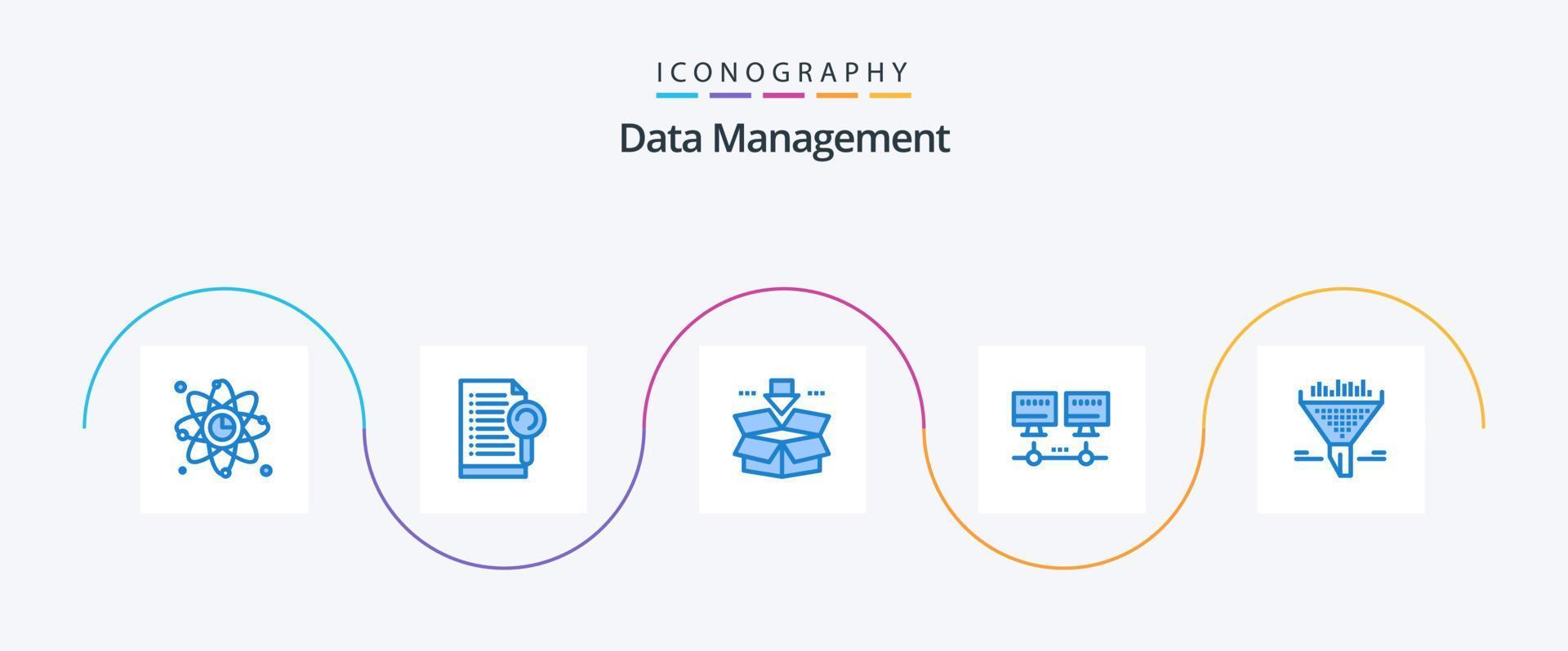 Data Management Blue 5 Icon Pack Including data. server. server. network. save vector