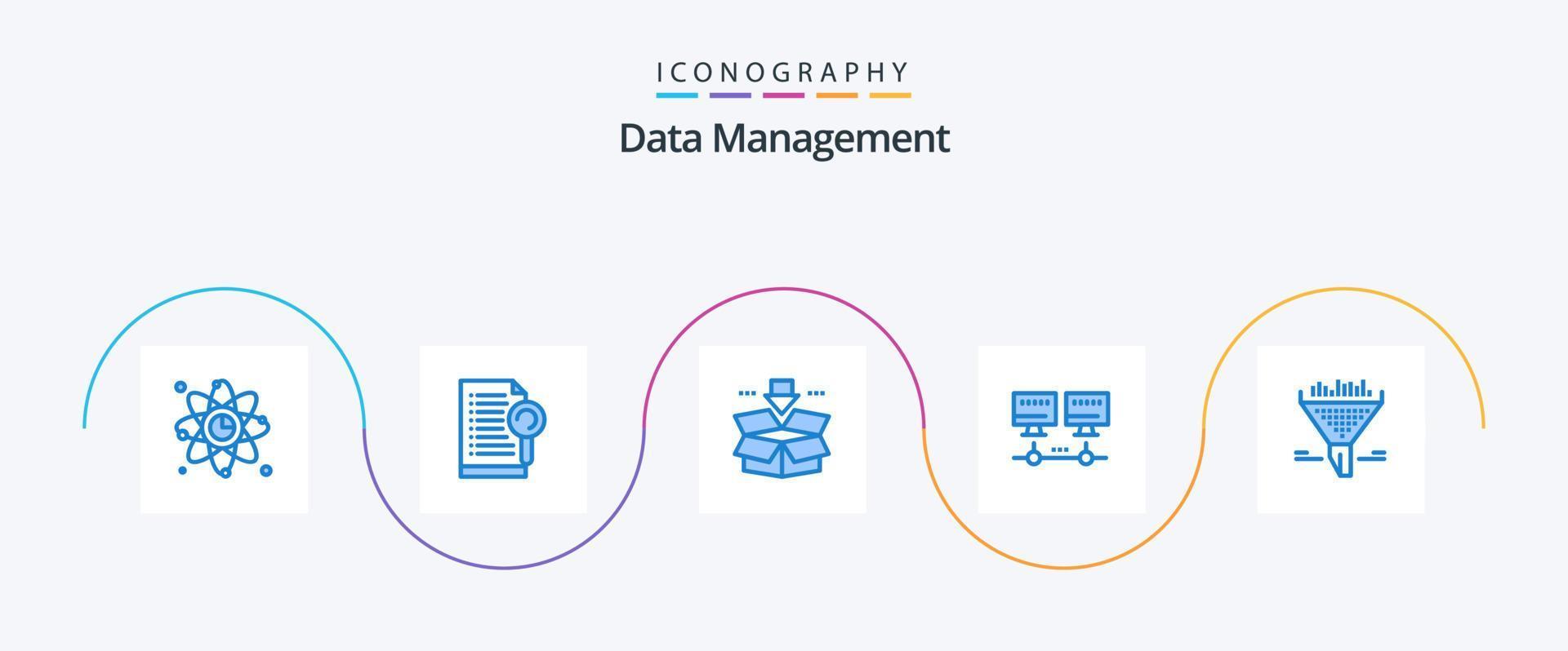 paquete de iconos azul 5 de gestión de datos que incluye datos. servidor. servidor. red. ahorrar vector