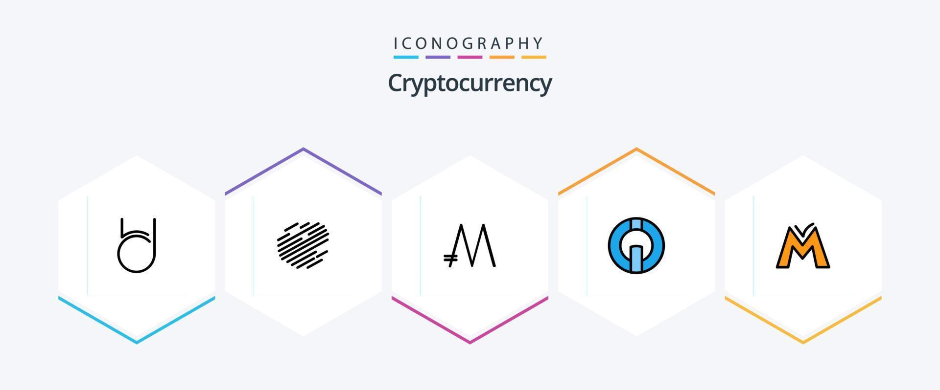 Cryptocurrency 25 FilledLine icon pack including coin. crypto currency. mona coin. crypto. io coin vector