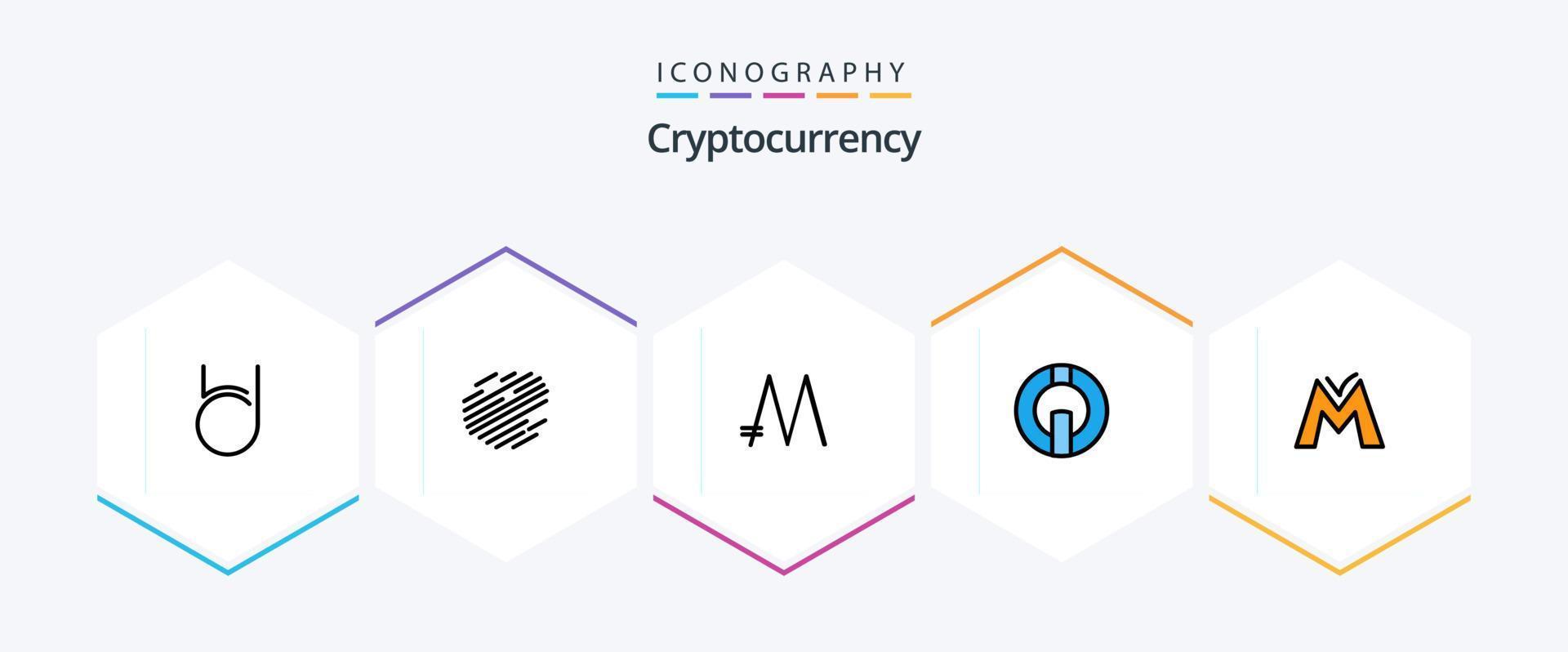 paquete de iconos de 25 líneas completas de criptomonedas que incluye monedas. moneda criptográfica. moneda mona. cripto. yo moneda vector