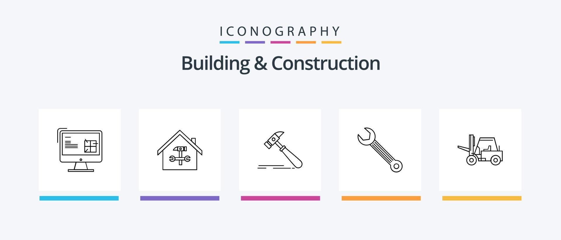 Building And Construction Line 5 Icon Pack Including scale. construction. construction. level. building. Creative Icons Design vector