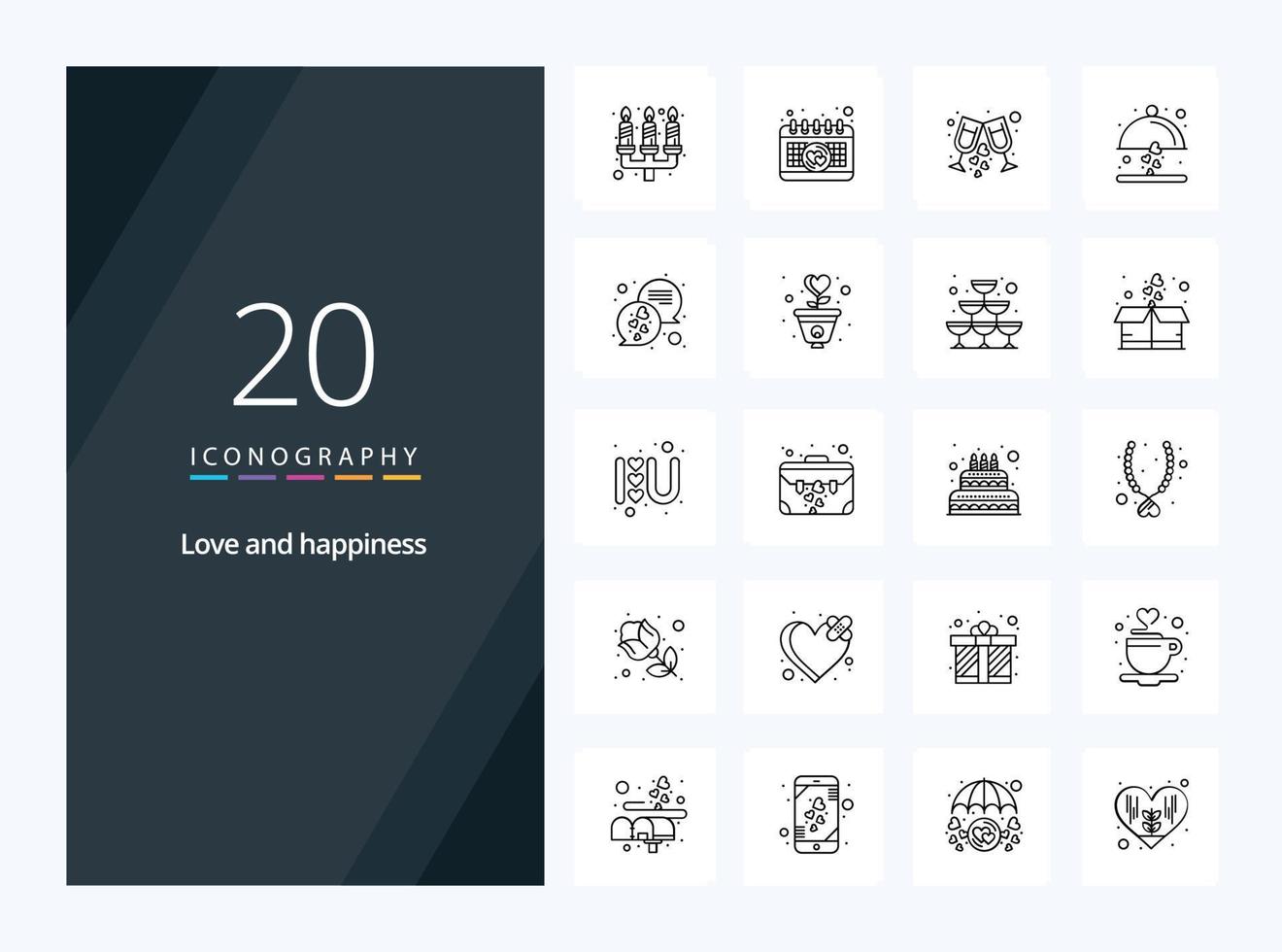 20 Love Outline icon for presentation vector