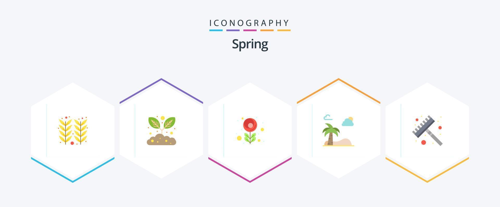 Spring 25 Flat icon pack including . tool. macro. rake. tree vector