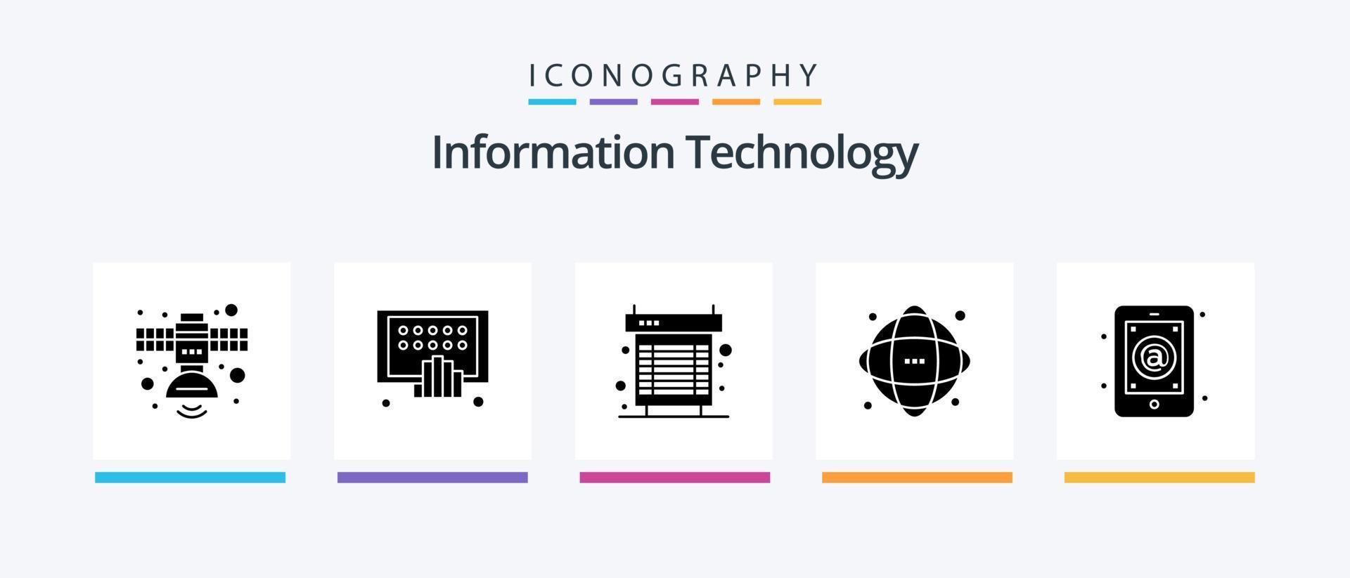 Information Technology Glyph 5 Icon Pack Including information. data. phone. system. fan. Creative Icons Design vector
